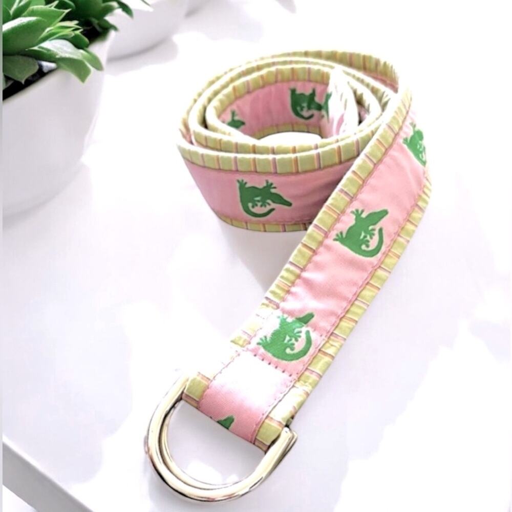 PINK BELT ALLIGATOR Cloth Metal Loop FOUR PREPPY PAWS Size Medium 1427-25